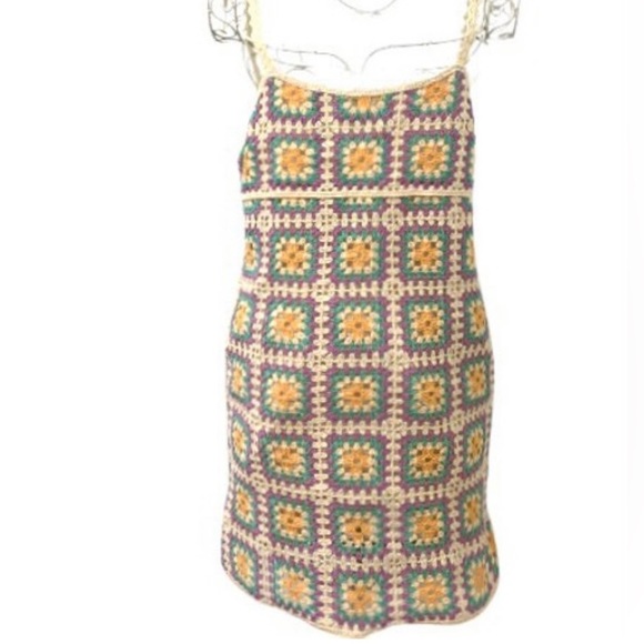 Zara croché boho mini dress size small multicolor - Picture 3 of 16